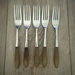 Set of 5 Vintage EPIC Japan Forged Stainless 7 1/4" Dinner Fork Synthetic Handle